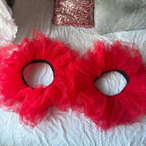 Red Tulle Tutu Skirt Set of 2 Skirts Elastic Waist